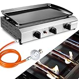 Gas Plancha Grillplatte, Kompakt Tischgasgrill, Gasgrill Edelstahl, Keramische Lackbeschichtung...