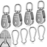 4 Stück Umlenkrolle M15 mit 4 Stück Karabiner M5, 304 Umlenkrolle Edelstahl, 35kg Tragende...