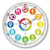 Uncle Yang Kinder Lernuhr 8 Zoll – Bunte Wanduhr zum Uhrzeit Lernen, Geräuschlos & Nicht tickend,...