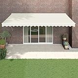 Markisenstoff Terrassenüberdachung Gelenkarmmarkise,Markise Einziehbar Creme 5x3 m Stoff und...