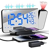 TAKRINK Wecker Digital Radiowecker mit 4 Stufen Bildschirmhelligkeit Projektionswecker mit...