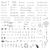 COLOFALLA 3 Blätter 130+pcs Temporäre Tattoos 2 Wochen Schriftzug auf Deutsch Tattoos zum...