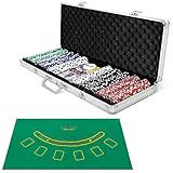 COSTWAY Pokerset mit 500 Laser-Chips | Pokerkoffer Alu | Pokerchips | Poker Komplett Set |...