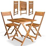 Casaria® Balkonmöbel Set 2 Personen Wetterfest Holz Vormontiert Klappbar 110kg Belastbarkeit...