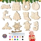 Arroopu Unfertige Weihnachtsbaumkugeln aus Holz | Anhänger Bastelset mit 60 Teilen - Unfertige...