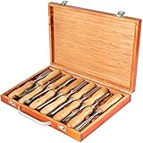 VEVOR Stechbeitel Set 60CRV Holz Schnitzwekzeug 12 Stück Hochgeschwindigkeitsstahl Holzmeißel Set...