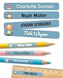 melu kids® Namensaufkleber Kinder für Schule & Kita (75 Stück) - Personalisierte Aufkleber mit...