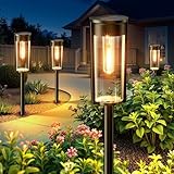 RECHOO Solarlampen für Außen Garten, 4 Stück Vintage Solarleuchten für Außen mit Helle...