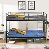 H.J WeDoo Metall Bett Etagenbett Stockbett Kinderbetten 90x200 cm,Hochbett Metallbett Jugendbett...