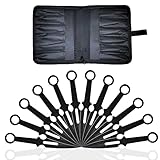 Swords and more 12 Schwarze Wurfmesser mit Scheide, Edelstahl-Kunai, rutschfester Griff & Scheide,...