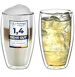 Creano 2er Set doppelwandige Latte Macchiato-Gläser 400ml „DG-SH“ - großes Doppelwandglas aus...