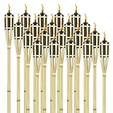 36 Stück Gartenfackeln Bambus Öllampen für Außendekoration 90 cm Höhe Dekorative Ölfackel mit...