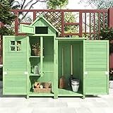 Gegtuon Gerätehaus mit Satteldach, Geräteschuppen Gartenhaus Gartenschrank aus Holz mit Fenster 2...