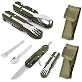 CLIUNT Outdoor Bundeswehr Besteck, 2 Stück Edelstahl Campingbesteck Essbesteck Set, Camping...