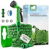 Fepro® Flexibler Gartenschlauch mit 7 Funktion max.15m basic, Wasserschlauch flexibel mit 3-Fach...