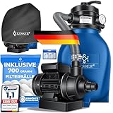 KESSER® Sandfilter Sandfilteranlage + 700g Filterbälle ersetzen 25kg Filtersand-Poolfilter 10...