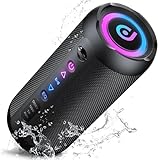Bluetooth Lautsprecher mit Licht, 30W Musikbox Tragbarer Bluetooth Box mit IPX7 wasserdicht, Dualen...