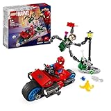 LEGO Marvel Motorrad-Verfolgungsjagd: Spider-Man vs. Doc Ock, Superhelden-Spielzeug für Kinder mit...