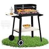 Holzkohlegrill, 83 * 44 * 87cm, Campinggrill, Picknickgrill, Grill zum Mitnehmen, mit 2 Räder, für...