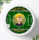 Tortenbild, Zuckerbild,Fußballfeld, Fußball,Personalisiert mit Foto und mit oder ohne Wunschname,...