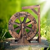 Wasserbrunnen, Holz selbstdrehender dekorativer Wasserfall für Innen und Außen, 35 x 20 x 43 cm