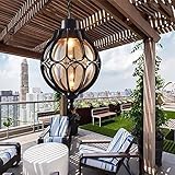Retro Hängende Laterne Runde Kugel Anti-Rost Kronleuchter Im Freien Wasserdichte Garten Licht...