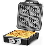 Reemix Waffeleisen für 4 belgische Waffeln, 1200 W Waffel Elektrisch mit Antihaftbeschichtete...