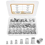 VIGRUE 250Stk Nietmuttern Sortiment M3 M4 M5 M6 M8 M10 Gewindenieten Nietmutter A2-70 Edelstahl...