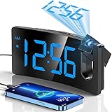 GOLOZA Wecker mit Projektion, Wecker Digital 180° drehbarem Projektor, 3-stufige Helligkeit, klares...