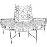 VARILANDO Baumbank-Halbkreis, Metall-Baumbank, Halbkreis-Baumbank, halbe Baumbank, Metalldekoration...