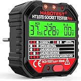 YEREADW Steckdosentester mit RCD-Prüfung, Steckdosenprüfgerät mit Kontrollleuchten-Anzeige, 6...