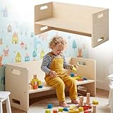 Bellabino Aki Kindersitzbank - 2in1 Kinderbank/Kindertisch aus Holz Natur - Montessori Wendebank...
