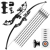 REAWOW 30LBS Recurve Bows Bogenschießset Bogen und Pfeil Set Survival Longbow Right Hand mit...