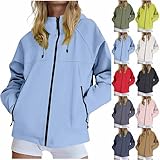 KOG Regenjacke für Damen Wasserdicht Funktionsjacke Atmungsaktiv Herbstjacke Jacken Einfarbige...