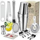 16pcs Cocktail Shaker, Coktailmixset, Cocktail Set Mit Einem Doppelten Jigger, Einer Eiszange,...