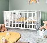 Mitwachsendes Babybett 70x140 cm Toni aus hochwertiger Buche, mit Schlupfsprossen und Matratze ohne...