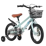 Supfine Kinderfahrrad Fahrrad mit Korb für 3-5 Jahre alte Kinder, 14 Zoll mit Glocke und...
