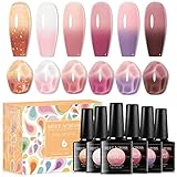 MEET ACROSS UV Nagellack Farbwechsel Thermo Farbgel 6 Farben Gel Nagellack Transparent Jelly...