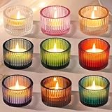 NEWJEK 9er Set Teelichthalter Glas, 5,2 cm × 3,5 cm Klein Teelicht Gläser, Teelichtgläser...