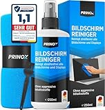 PRINOX Bildschirmreiniger Set 250ml mit Mikrofasertuch und Pinsel - Display Reiniger für Handy,...