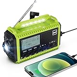 Kurbelradio DAB/UKW mit Akku 5000mAh, Tragbare Solar Radio mit LED Taschenlampe & Leselicht, DAB+...