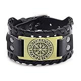 Armbänder für Herren,Echtlederarmbänder für Männer Runenkompass Armbänder Breit Keltisch Pagan...
