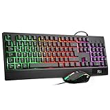 Rii Gaming Tastatur und Maus Set, Maus und Tastatur, RGB Hintergrundbeleuchtung QWERTZ (DE-Layout),...