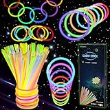 Vicloon Knicklichter Party Set,100 Stück Leuchtstäbe mit 100 Verbinder,Neon Knicklichter Ketten...