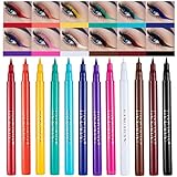 12 Colors Matte Liquid Eyeliner Set Rainbow Colorful Neon Eyeliner Pencil Pigmentierter Wasserfester...