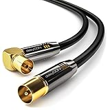 deleyCON 3,0m TV Antennenkabel HDTV Full HD - 1x gewinkelt - Koaxialkabel - TV-Stecker (gerade) zu...