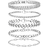 Cinsersr 5 Stück Edelstahl Armband Herren, Stapelbares Herren Armband Edelstahl Armbänder für...