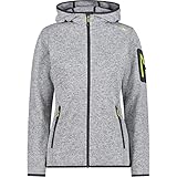 CMP - Damen-Knit-Tech-Jacke mit fester Kapuze, Grau-Zitrone, D40