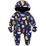 Baby Winter Overall Mit Kapuze Jungen Schneeanzüge mit Handschuhen und Füßlinge Warm Kleidungsset...