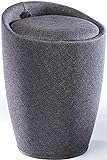 Wäschesammler Badhocker - dunkelgrau - Textilcover - gepolsterte Sitzfläche - 36x36x50 cm
